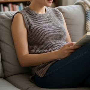 Ella Moss Women's Knitted Vest/Sleeveless Sweater Tank Size XXL Mood Indigo